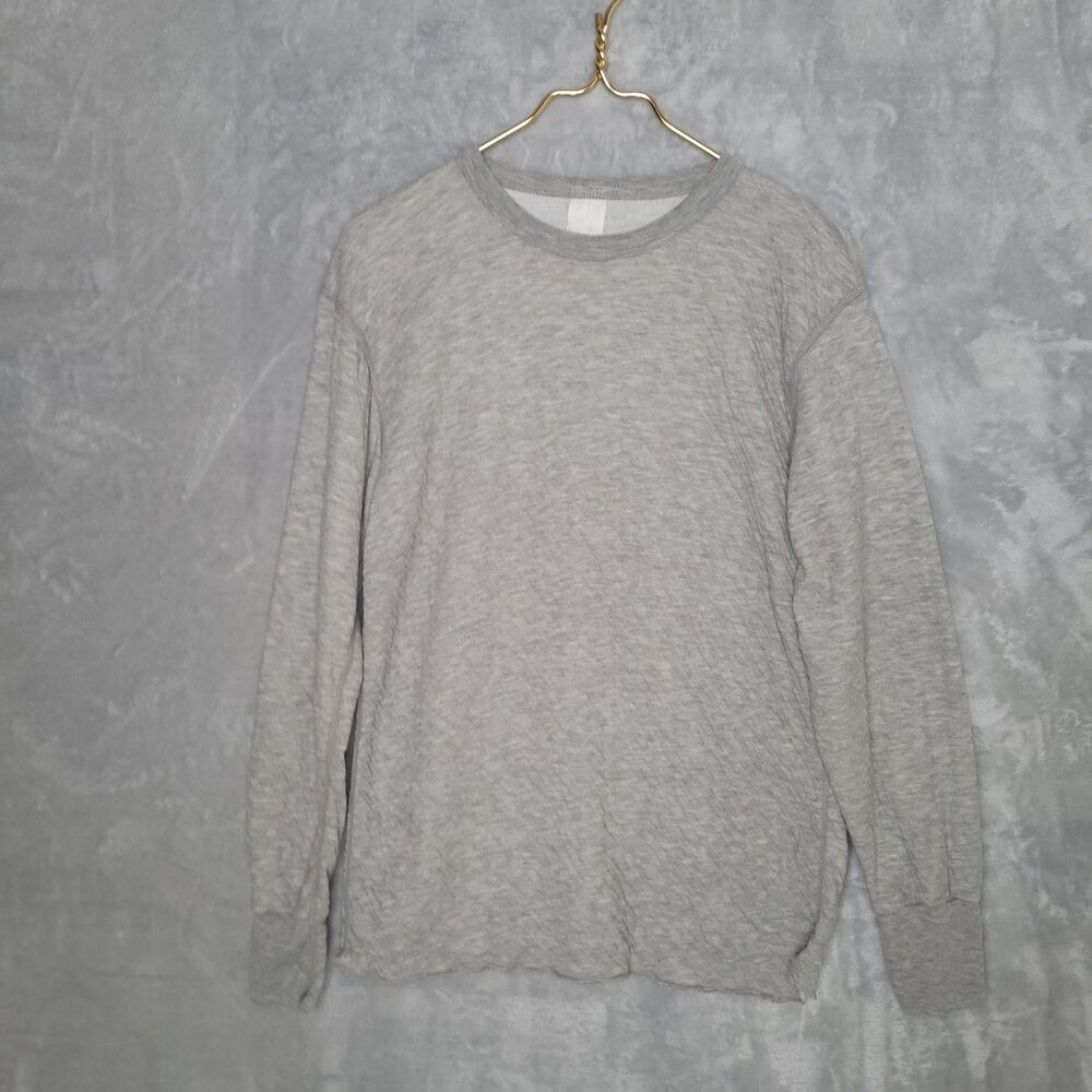 Gray Long Sleeve Crew Neck Shirt Size M Base Layer Insulated Outdoor Hiking Warm - Picture 1 of 6